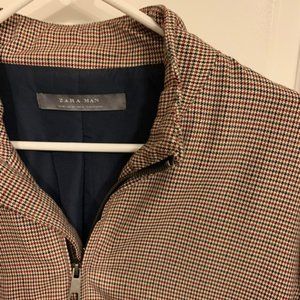 Zara Men's Petite Houndstooth Bomber Jacket